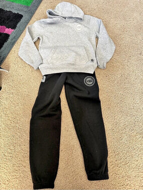 NBA Kids Matching Hoodie Jogger Set in Gray & Black